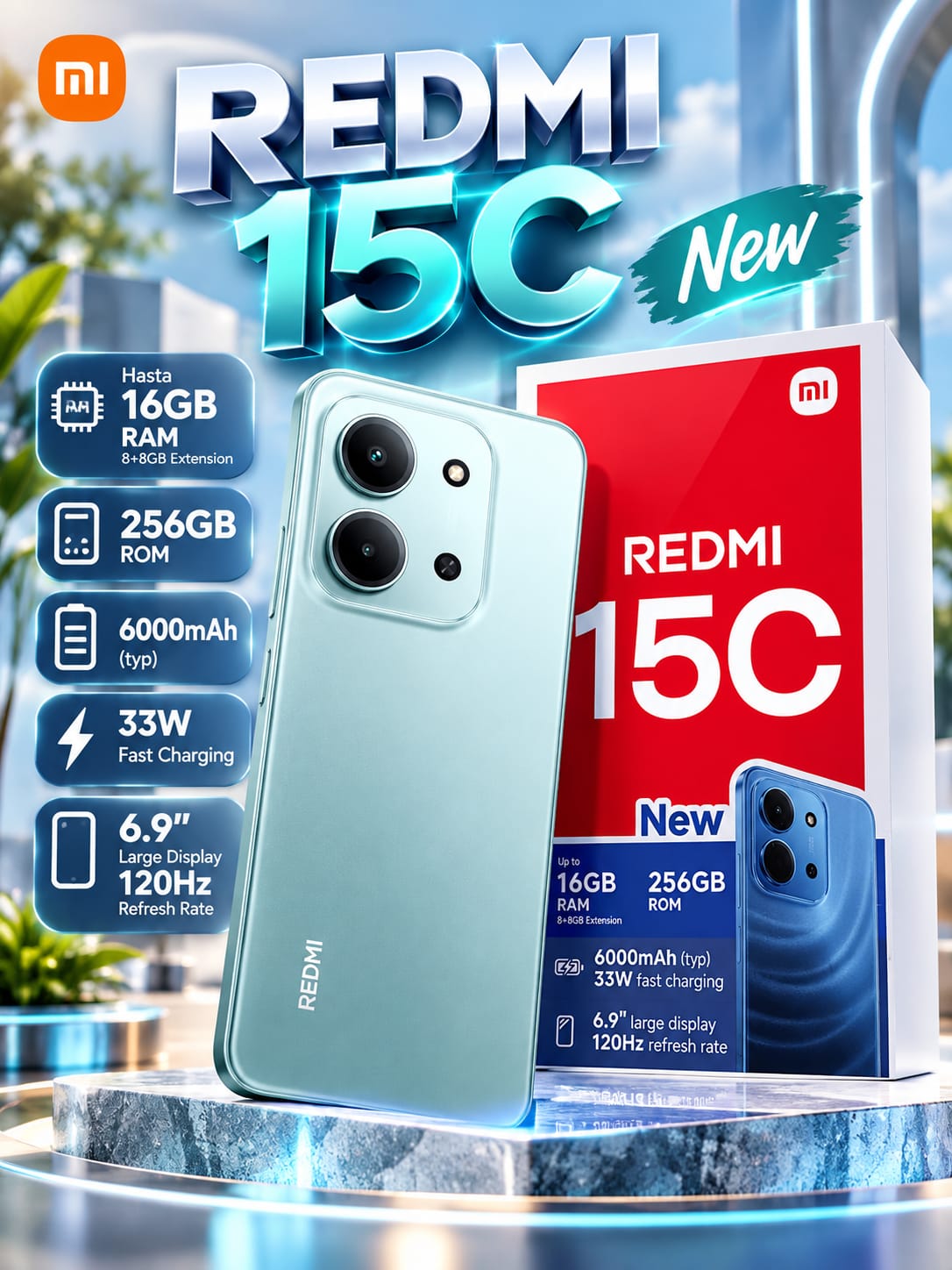 Xiaomi Redmi 15c Mint Green 16GB(8+8)+256GB